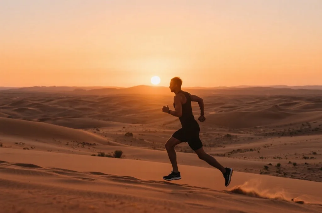 极限运动员在沙漠中挑战极限