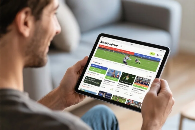 用户通过移动设备浏览体育新闻